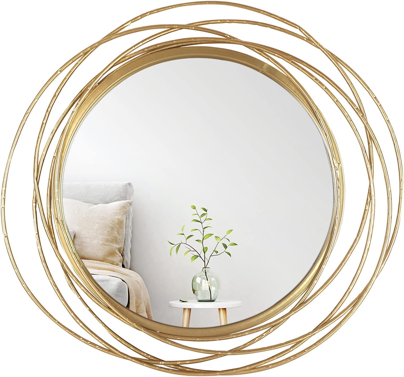 Gold Accent Framed Circle Mirror