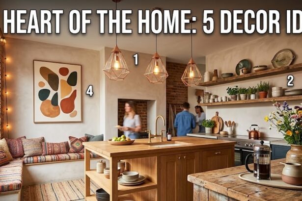 A digital split-screen displaying a rustic "Mummy Ka Dhaba" wooden sign and a modern kitchen with artificial vines and a stylish microwave cover.