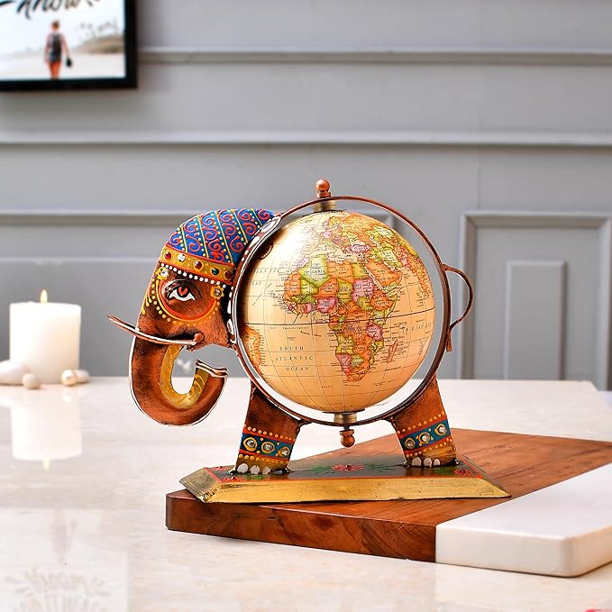 Decorative Globe Metal Elephant