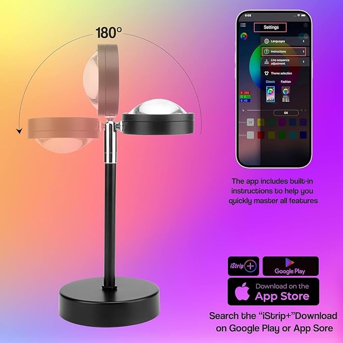Night Light Rainbow Projector 180°