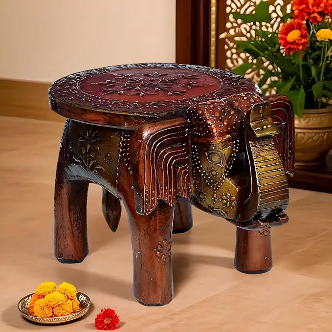 Wooden  Elephant Stool Showpiece