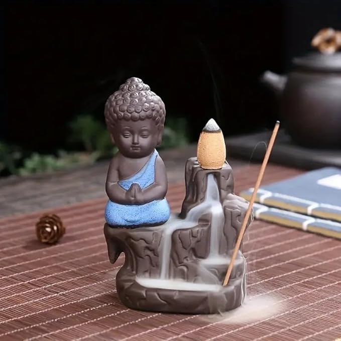 Meditating Monk Buddha Smoke