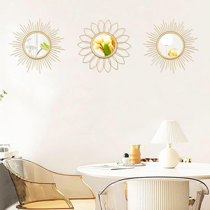 3 Pack Metal Mirrors for Wall 