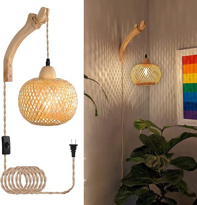 Bamboo Lantern Plug in Wall