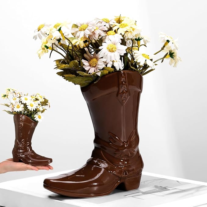 Cowgirl Boot Vase for Book
