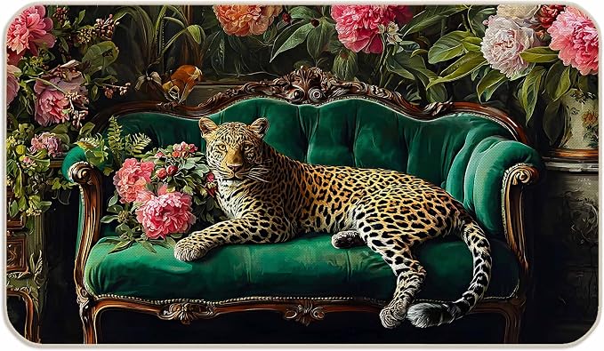 Green Leopard Door Mat