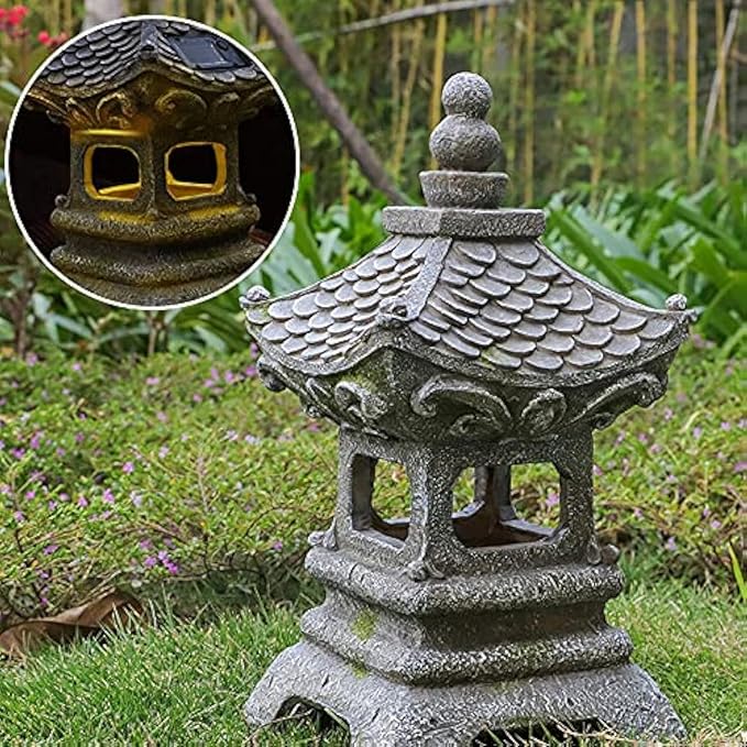 Solar Zen Pagoda Garden Statue 