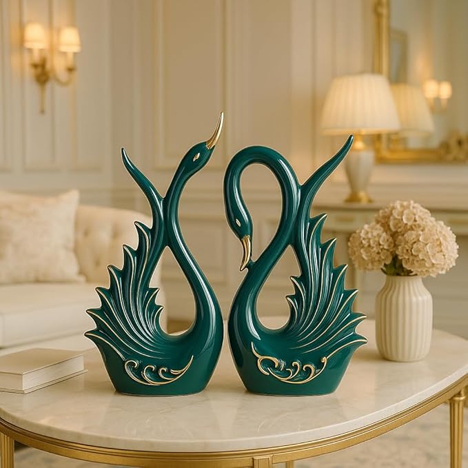 Swan Pair Ceramic Art