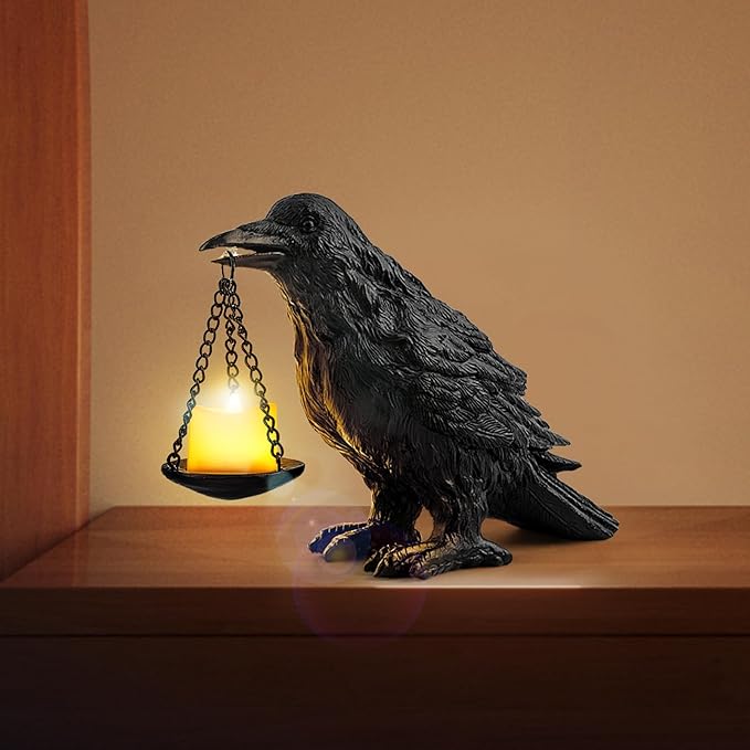 Crow Lamp with Tealight Candle