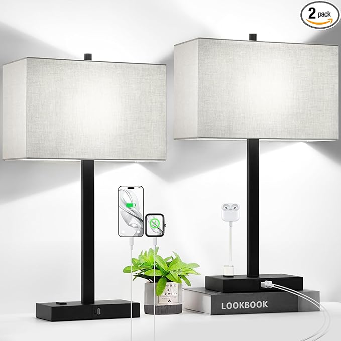 Bedside lamps with 2 USB 