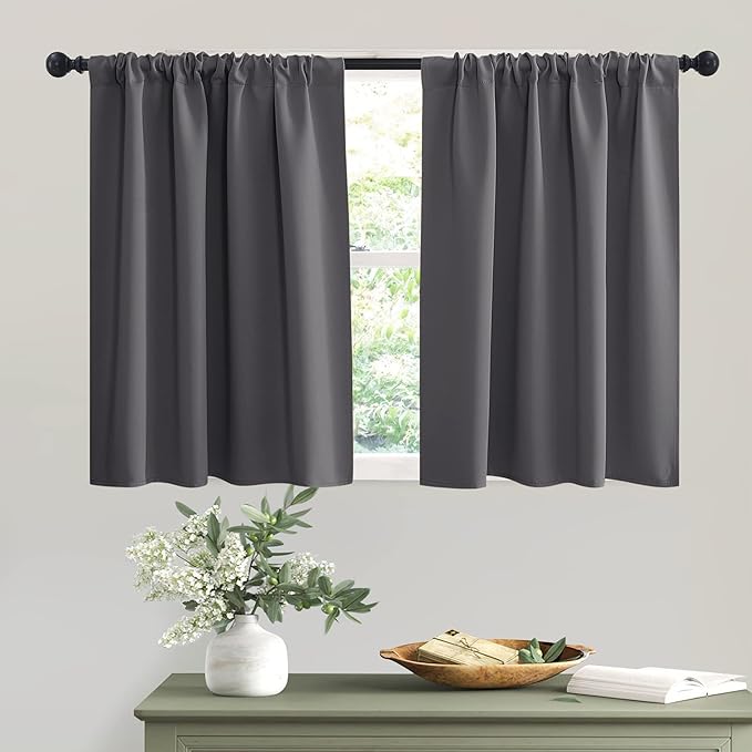 Short Grey Blackout Curtains