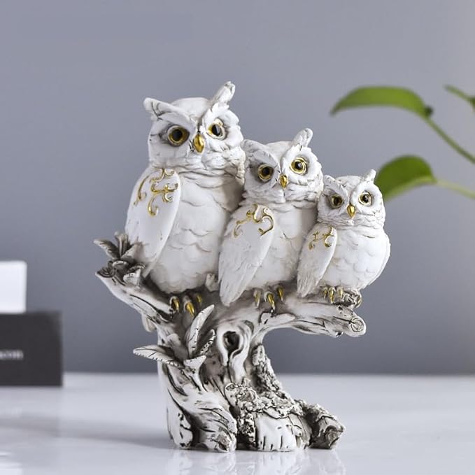 White Owl Family Statue