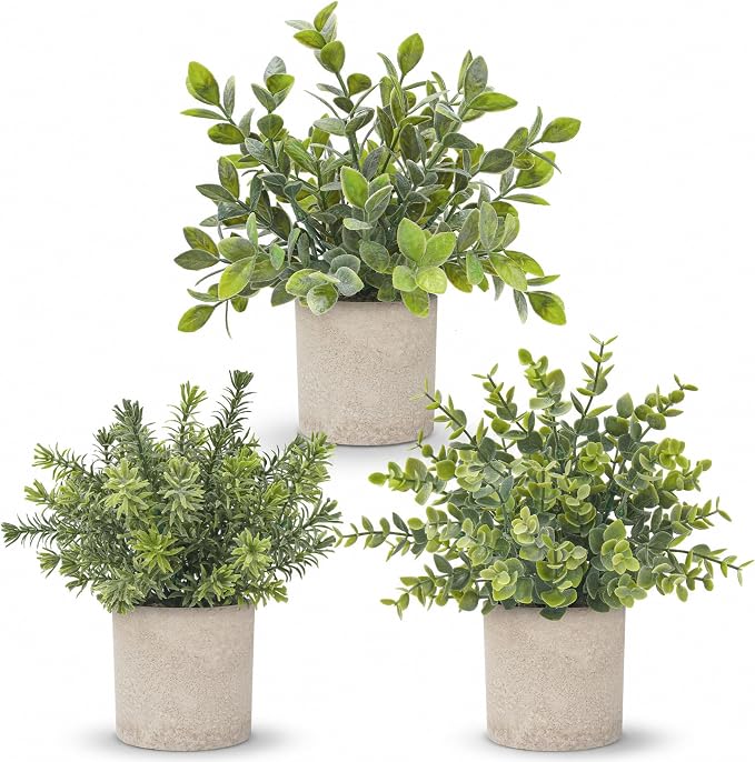 3 Pack Mini Potted Fake Plants