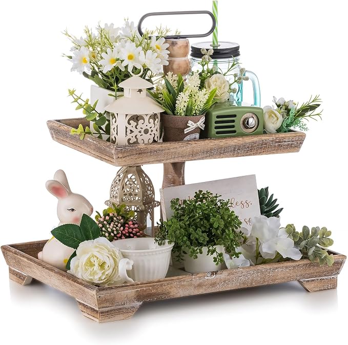 2 Tiered Decorative Tray Stand 
