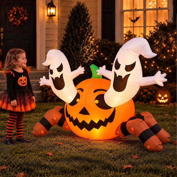 Blow Pumpkin Spider Yard Decor