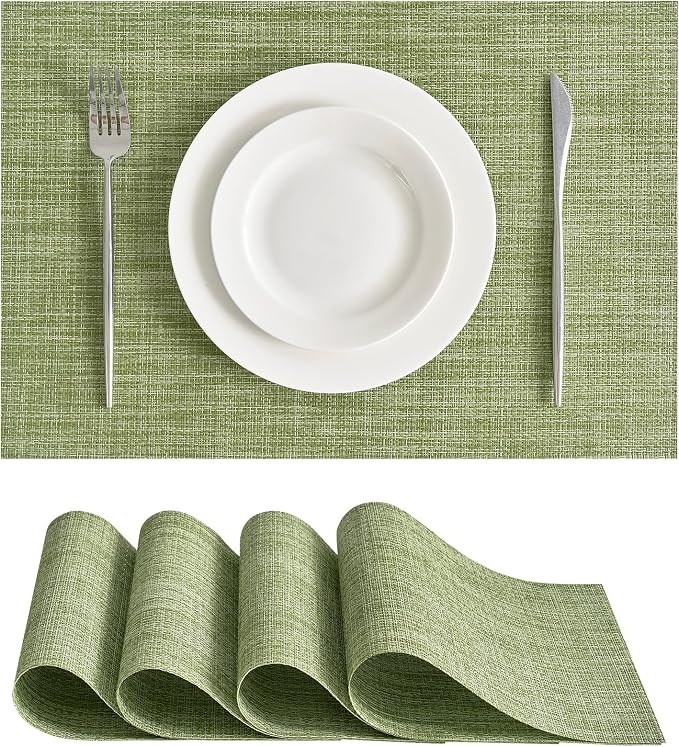 Green Woven Placemats Set of