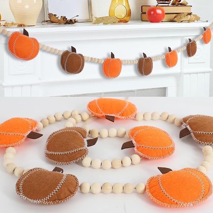 Fall Decor Felt Pumpkin Beads