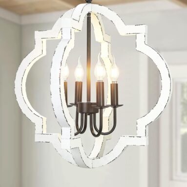 Handmade Distressed White Geometric Hanging Pendant Lighting