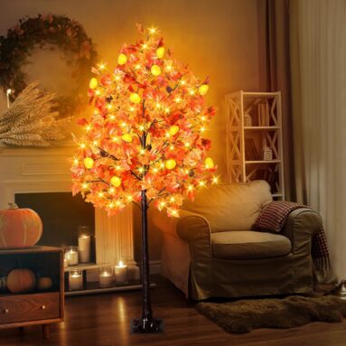 Lighted Fall Maple Tree Decor