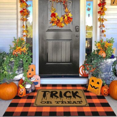 Checkered Layering Rugs for Entryway