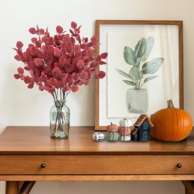 Autumn Leaf Branches Fake Silk Eucalyptus for Indoor Outdoor
